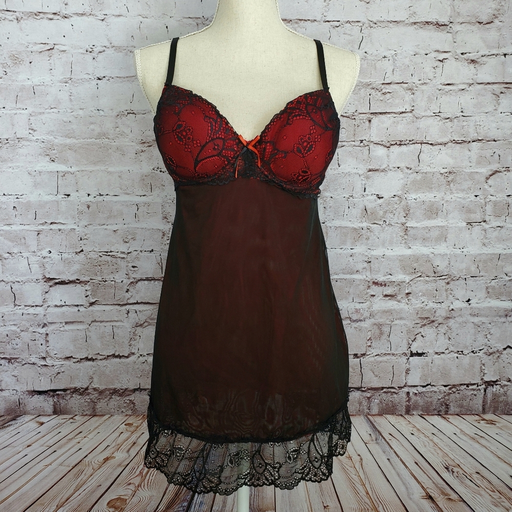 Beautiful Scarlet and Black Lace Babydoll